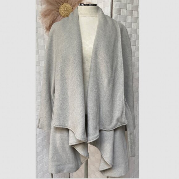 Lands' End Light Gray Wool Blend, Wrap Coat - Picture 7 of 9